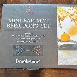 Brookstone Mini Bar Mat Beer Pong Set